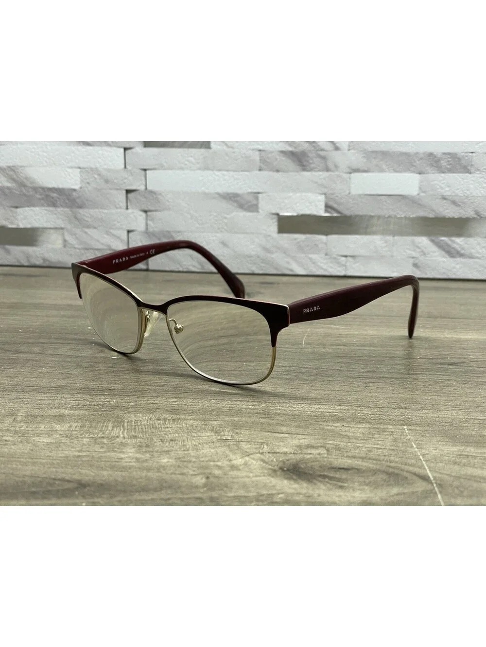 PRADA Eyeglasses VPR65R UAN-101 Red Gold 53-16-140 Italy *Frames Only* READ